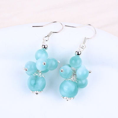 Tay làm hồ ánh sáng màu xanh Jade chữa bệnh tinh thần vòng hạt hoa Dangle bông tai cho quà trang sức
