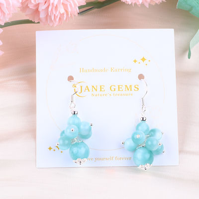 Tay làm hồ ánh sáng màu xanh Jade chữa bệnh tinh thần vòng hạt hoa Dangle bông tai cho quà trang sức