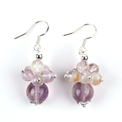 Vàng đá tự nhiên 8MM 10MM chữa bệnh Lavender Azeztulite Crystal Bead Dangle Hoa Vàng