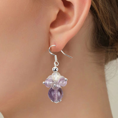 Vàng đá tự nhiên 8MM 10MM chữa bệnh Lavender Azeztulite Crystal Bead Dangle Hoa Vàng