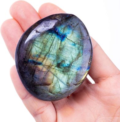 Natural Labradorite Palm Stone Healing Polished Pocket Labradorite Rock Stones Đá phi thường Lo lắng Giảm lo lắng