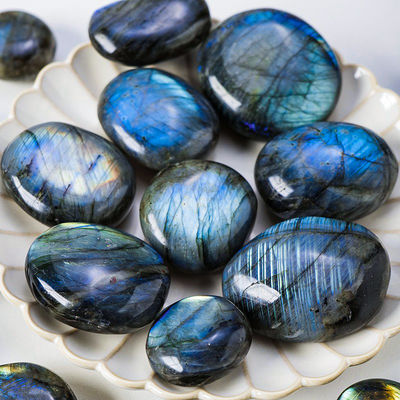 Natural Labradorite Palm Stone Healing Polished Pocket Labradorite Rock Stones Đá phi thường Lo lắng Giảm lo lắng
