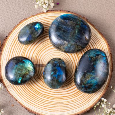 Natural Labradorite Palm Stone Healing Polished Pocket Labradorite Rock Stones Đá phi thường Lo lắng Giảm lo lắng