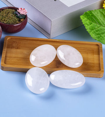 Thạch anh tinh khiết tự nhiên đá cọ Unisex hình bầu dục tinh khiết đá cho Reiki năng lượng Chakra thiền giải phóng lo âu