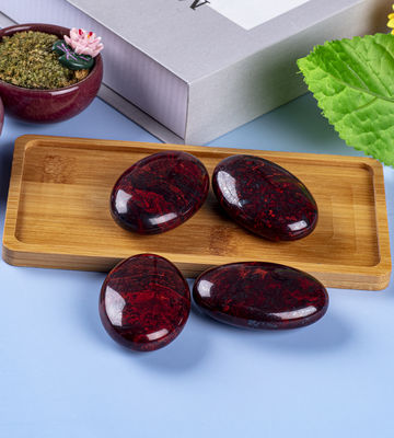 Natural Red Flower Jasper Palm Stone - Thạch tinh chữa bệnh cho cân bằng năng lượng và làm đất