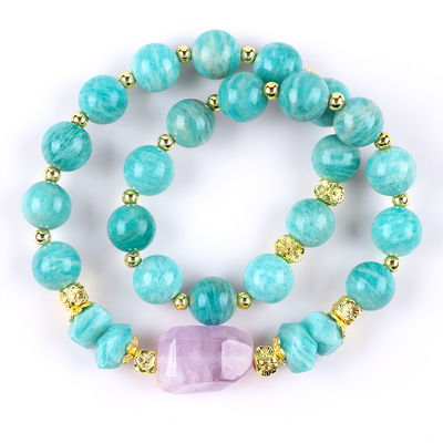 11MM 14MM Tianhe Stone Amethyst Crystal Gemstone Bead Bracelets 2 Lớp
