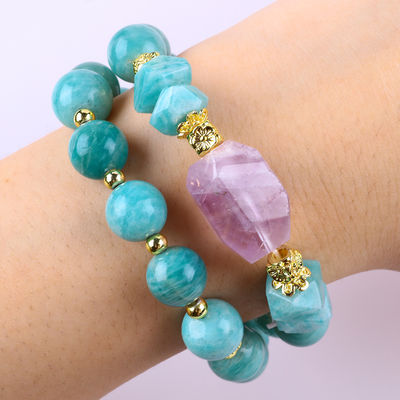 11MM 14MM Tianhe Stone Amethyst Crystal Gemstone Bead Bracelets 2 Lớp
