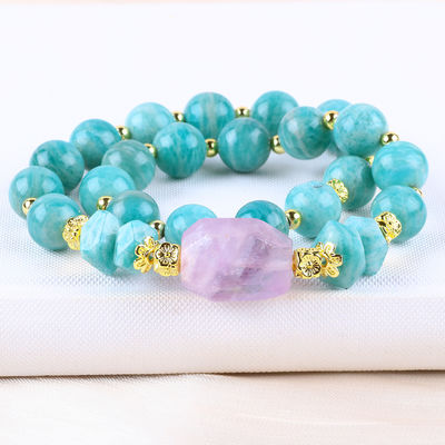 11MM 14MM Tianhe Stone Amethyst Crystal Gemstone Bead Bracelets 2 Lớp