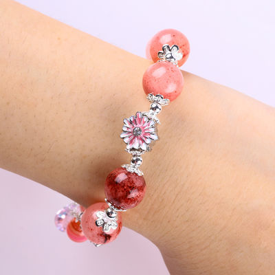 12mm Afghanistan Jade Quartz Trái tim khắc chuỗi tinh thể vòng tròn vòng đeo tay hạt