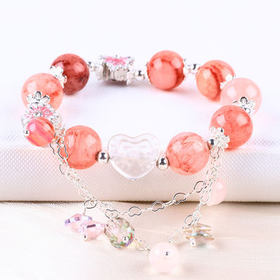 12mm Afghanistan Jade Quartz Trái tim khắc chuỗi tinh thể vòng tròn vòng đeo tay hạt