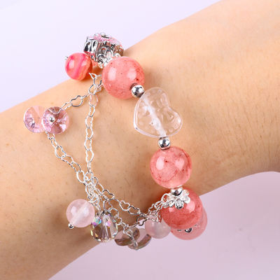 12mm Afghanistan Jade Quartz Trái tim khắc chuỗi tinh thể vòng tròn vòng đeo tay hạt
