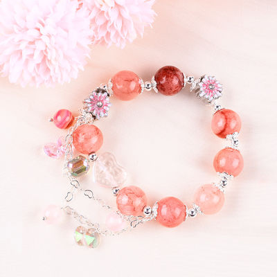 12mm Afghanistan Jade Quartz Trái tim khắc chuỗi tinh thể vòng tròn vòng đeo tay hạt