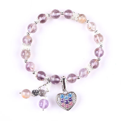 Bàn tay làm bằng tay Lavender Azeztulite Natural Stone Bead Bracelet tặng tặng