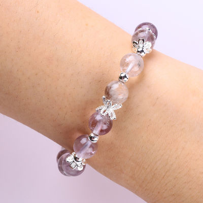 Bàn tay làm bằng tay Lavender Azeztulite Natural Stone Bead Bracelet tặng tặng