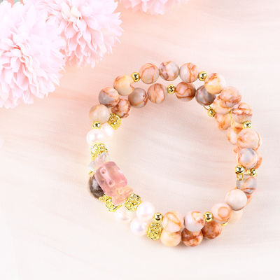 Đá lưới đỏ Đá làm bằng tay Đá quý đồ trang sức Lớp hai vòng đeo đeo đeo đeo đeo đeo