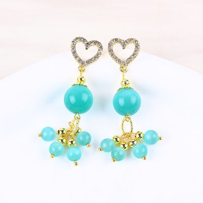 Đá ngọc mắt mèo màu xanh lá cây 6MM 12MM làm bằng tay với vòng tai đinh đinh cho quà tặng
