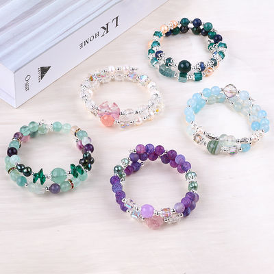 Unicorn chạm khắc điều chỉnh 2 Lớp Azurite đá Crystal vòng tay