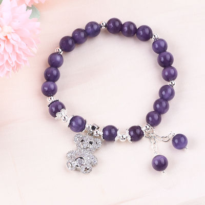 Đá quý màu tím mắt mèo với gấu hình tròn làm bằng tay kéo đeo tay đeo vòng đeo đeo đeo đeo đeo đeo đeo đeo đeo đeo