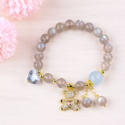 Vòng tay đá quý tự nhiên Labradorite / Amethyst Giảm năng lượng tiêu cực