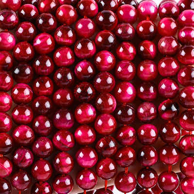 8mm Rose Red Tiger Eye Ngọc quý chữa bệnh Pink Crystal Stone Beads Cho làm đồ trang sức