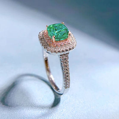 Green hình vuông đá quý Zircon nhẫn cưới cho phụ nữ
