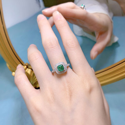 Green hình vuông đá quý Zircon nhẫn cưới cho phụ nữ