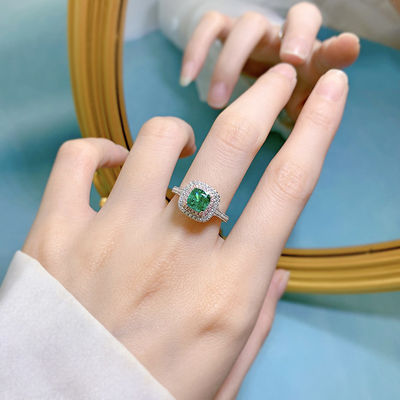 Green hình vuông đá quý Zircon nhẫn cưới cho phụ nữ