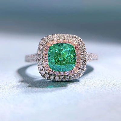 Green hình vuông đá quý Zircon nhẫn cưới cho phụ nữ