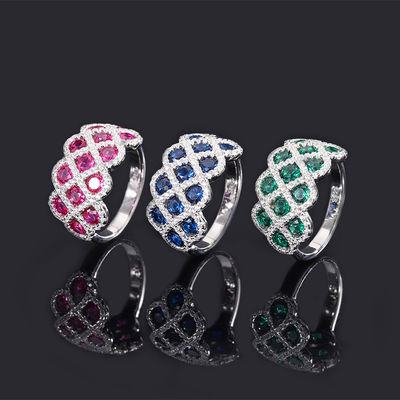 Zircon 925 Sterling Silver Gem Nhẫn đính hôn Hình hoa
