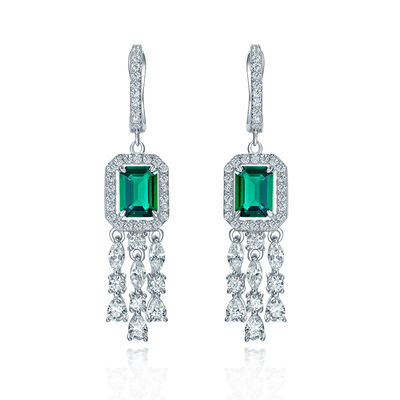 Green Gemstone Cubic Zirconia Long Drop Bàn tai cho đám cưới
