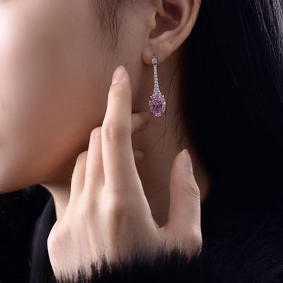 925 Sterling Silver Zircon Long Oval Bàn tai tùy chỉnh Màu sắc