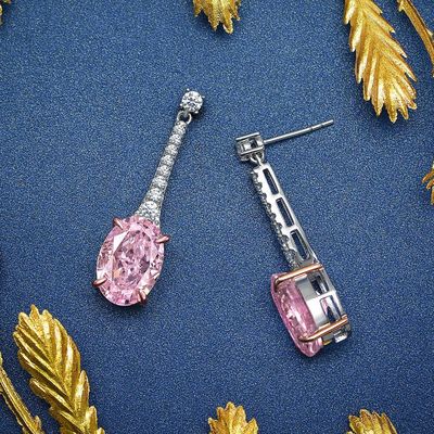 925 Sterling Silver Zircon Long Oval Bàn tai tùy chỉnh Màu sắc