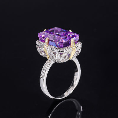 Vàng / Aqua Blue / vàng đá quý 925 Sterling Silver Zircon nhẫn đính hôn
