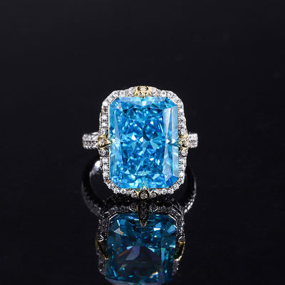 Vàng / Aqua Blue / vàng đá quý 925 Sterling Silver Zircon nhẫn đính hôn