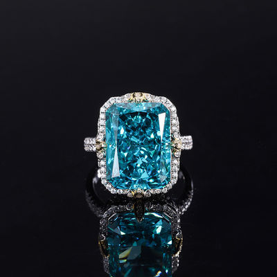 Vàng / Aqua Blue / vàng đá quý 925 Sterling Silver Zircon nhẫn đính hôn