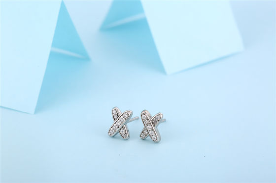 X Shape 925 Moissanite Stud Bàn tai bạc Sterling đồ trang sức
