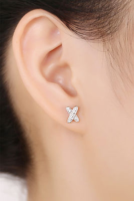 X Shape 925 Moissanite Stud Bàn tai bạc Sterling đồ trang sức