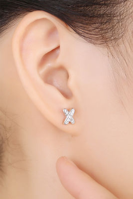 X Shape 925 Moissanite Stud Bàn tai bạc Sterling đồ trang sức
