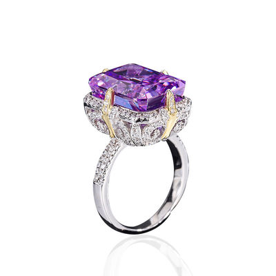 Vàng / Aqua Blue / vàng đá quý 925 Sterling Silver Zircon nhẫn đính hôn
