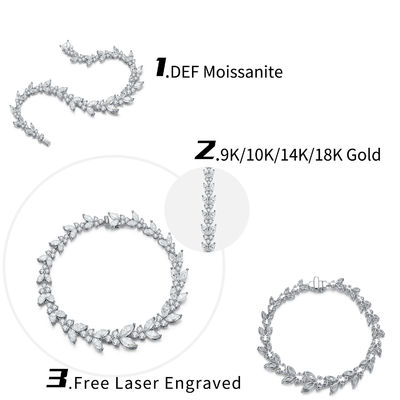 18K vàng lúa mì tai Moissanite vòng tay quần vợt cho đính hôn