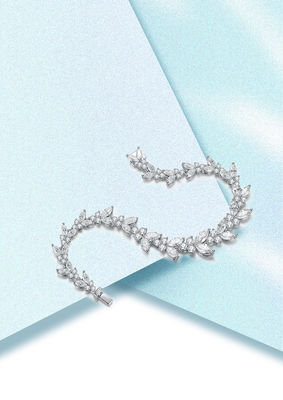 18K vàng lúa mì tai Moissanite vòng tay quần vợt cho đính hôn