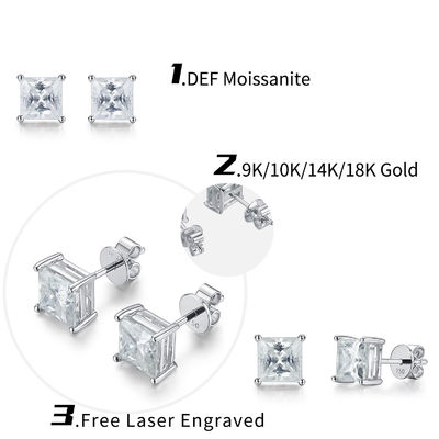 18K vàng Moissanite kim cương Stud bông tai cho quà sinh nhật