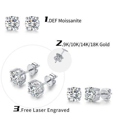 18k Gold Moissanite Diamond Stud Bàn tai vàng trắng Hỗ trợ tùy chỉnh