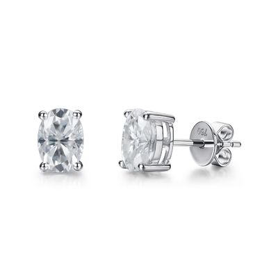 18k vàng Moissanite kim cương hình bầu dục bông tai Studs cho quà