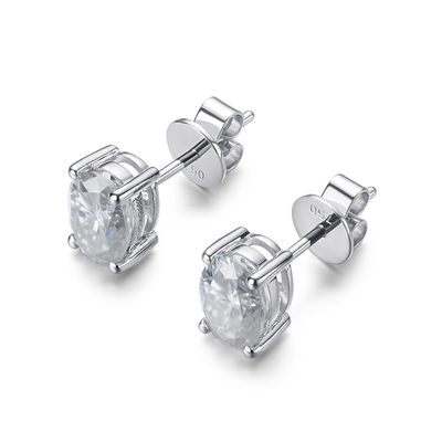 18k vàng Moissanite kim cương hình bầu dục bông tai Studs cho quà