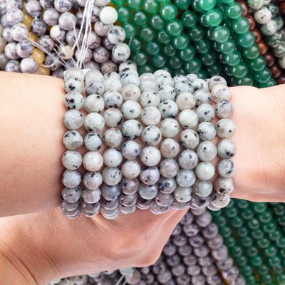 8MM đánh bóng Kiwi Jasper tự nhiên đinh làm đồ trang sức vòng cổ vòng đeo tai