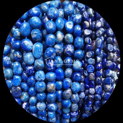 Ngọc quý hạt tinh thể tự nhiên Lapis Lazuli hình dạng không đều Sợi hạt lỏng cho đồ trang sức hạt