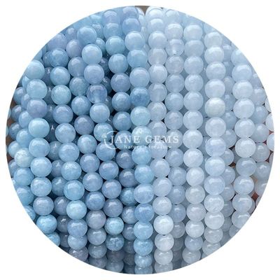 Sản phẩm bán buôn vòng đá tự nhiên hạt vòng lỏng hạt đá quý phụ kiện 8mm Aquamarine lỏng hạt cho đồ trang sức DIY
