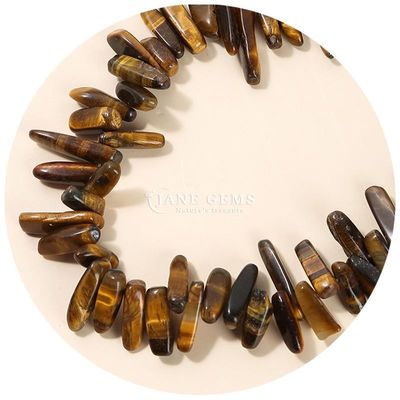 Đá quý tự nhiên hình dạng răng không đều Đá mặt trời Chiếc mắt hổ sợi sỏi sợi hạt lỏng để làm đồ trang sức DIY