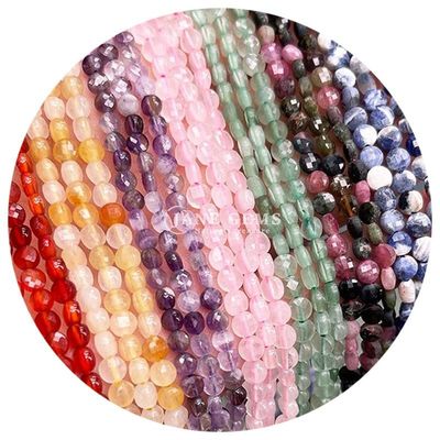 Hình dạng phẳng hạt mặt đá quý tinh thể hình dạng tròn sợi hạt lỏng cho làm đồ trang sức DIY